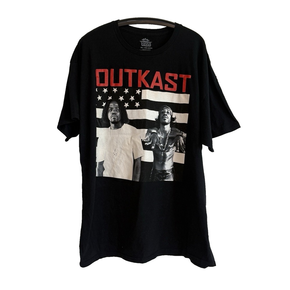 Mens Black Outkast Short Sleeve‎ T-Shirt 2XL Rap Music 90s Hip-Hop Streetwear